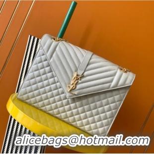 Discount SAINT LAUREN ENVELOPE LARGE BAG IN MIX MATELASSE GRAIN DE POUDRE EMBOSSED LEATHER 600166 white