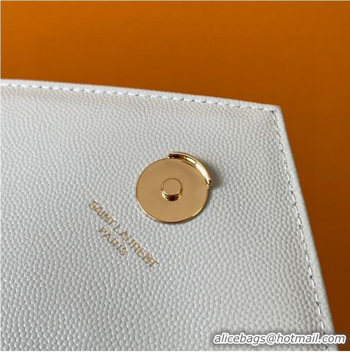 Discount SAINT LAUREN ENVELOPE LARGE BAG IN MIX MATELASSE GRAIN DE POUDRE EMBOSSED LEATHER 600166 white