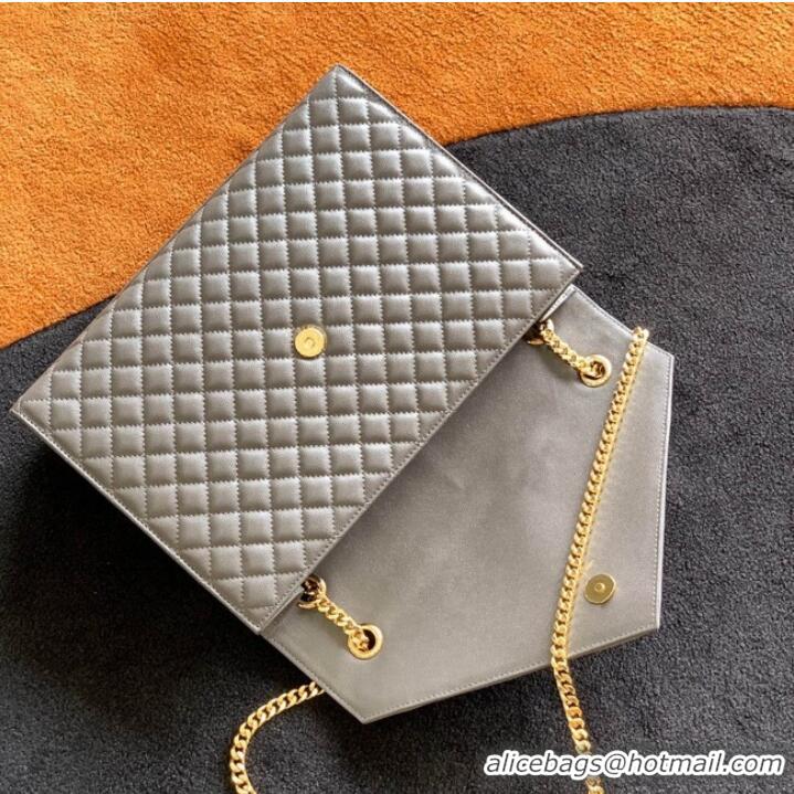 Top Quality SAINT LAUREN ENVELOPE LARGE BAG IN MIX MATELASSE GRAIN DE POUDRE EMBOSSED LEATHER 600166 gray