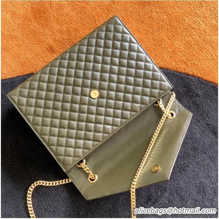 Pretty Style SAINT LAUREN ENVELOPE LARGE BAG IN MIX MATELASSE GRAIN DE POUDRE EMBOSSED LEATHER 600166 khaki