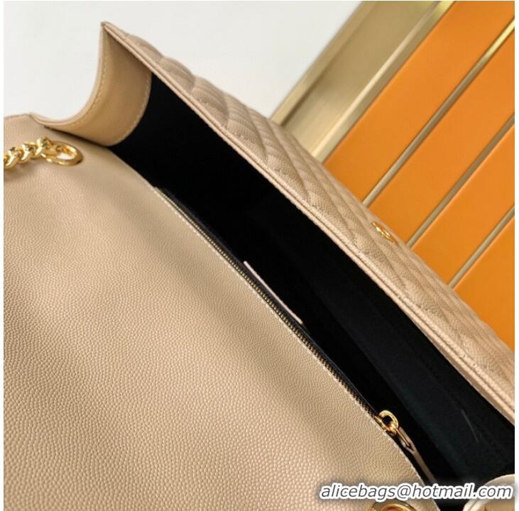 Low Price SAINT LAUREN ENVELOPE LARGE BAG IN MIX MATELASSE GRAIN DE POUDRE EMBOSSED LEATHER 600166 apricot