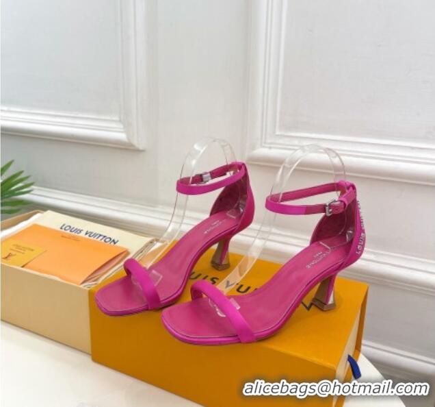 Good Looking Louis Vuitton Sparkle High Heel Satin Sandals 9.5cm with Signature Dark Pink 427102