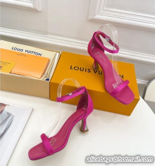 Good Looking Louis Vuitton Sparkle High Heel Satin Sandals 9.5cm with Signature Dark Pink 427102