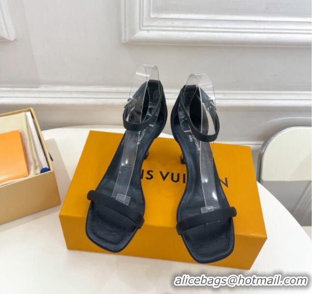 Most Popular Louis Vuitton Sparkle High Heel Satin Sandals 9.5cm with Signature Black 0427103