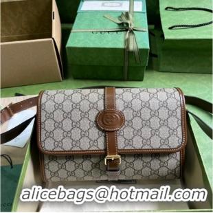 Super Quality Gucci GG messenger bag with Interlocking G 745679 Brown