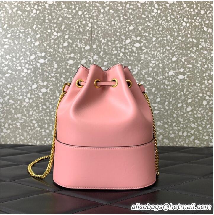 Luxurious Grade VALENTINO VLOGO SIGNATURE Lambskin Mini Bucket Bag FI16 pink