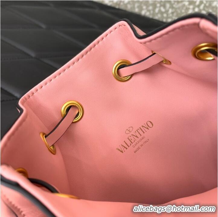 Luxurious Grade VALENTINO VLOGO SIGNATURE Lambskin Mini Bucket Bag FI16 pink