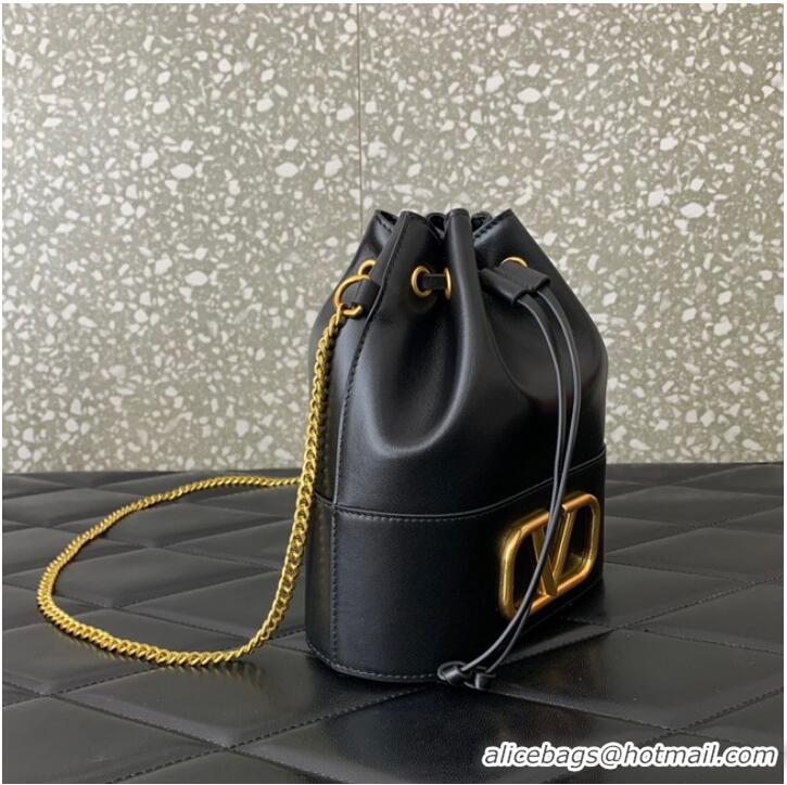 Low Cost VALENTINO VLOGO SIGNATURE Lambskin Mini Bucket Bag FI16 black