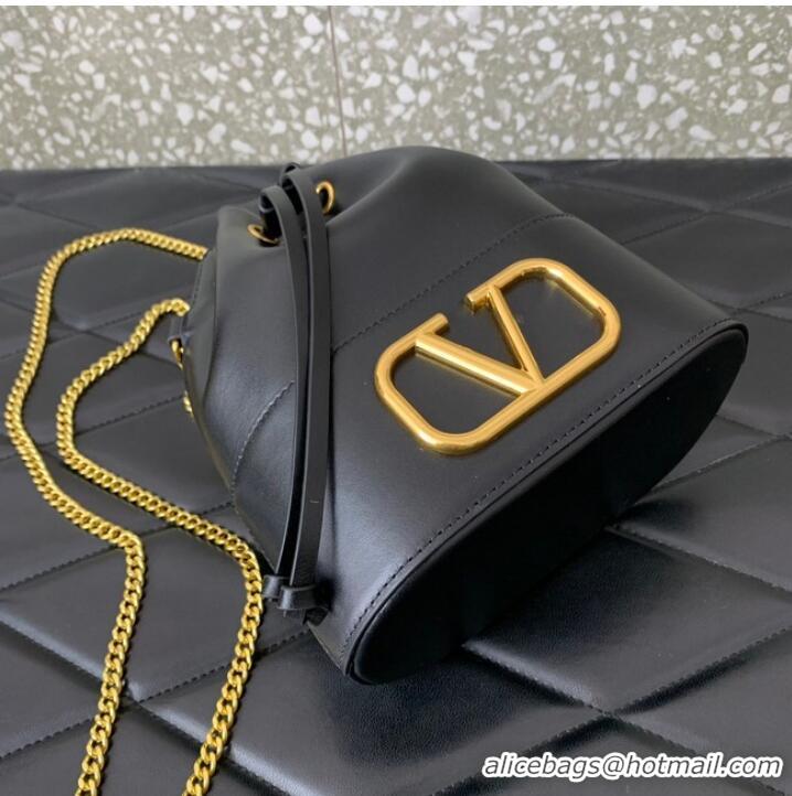 Low Cost VALENTINO VLOGO SIGNATURE Lambskin Mini Bucket Bag FI16 black