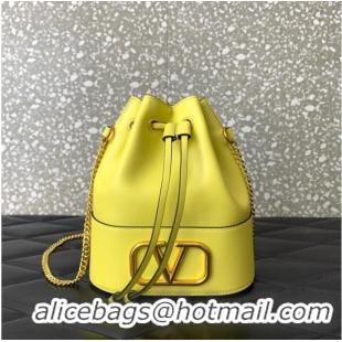 Promotional VALENTINO VLOGO SIGNATURE Lambskin Mini Bucket Bag FI16 yellow