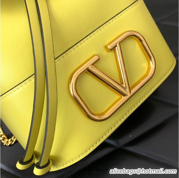 Promotional VALENTINO VLOGO SIGNATURE Lambskin Mini Bucket Bag FI16 yellow