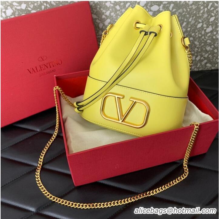 Promotional VALENTINO VLOGO SIGNATURE Lambskin Mini Bucket Bag FI16 yellow