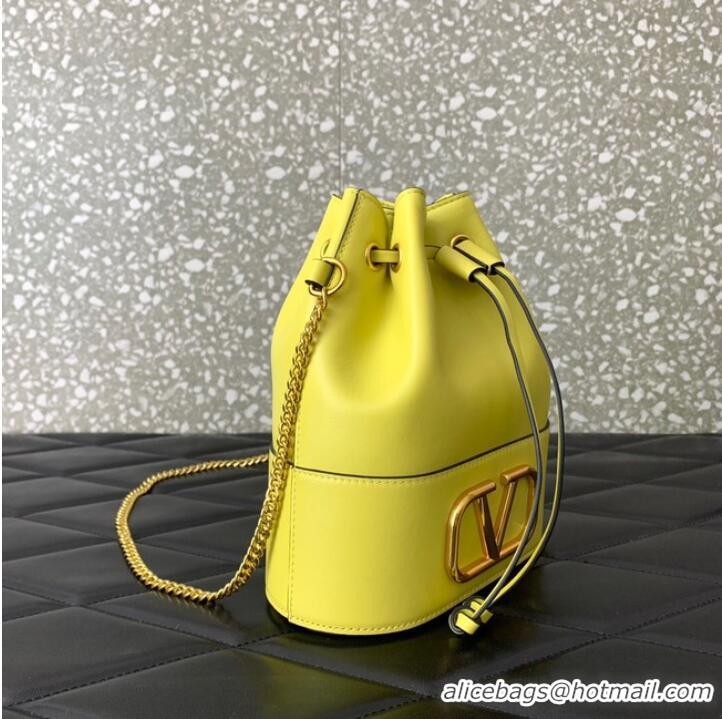 Promotional VALENTINO VLOGO SIGNATURE Lambskin Mini Bucket Bag FI16 yellow