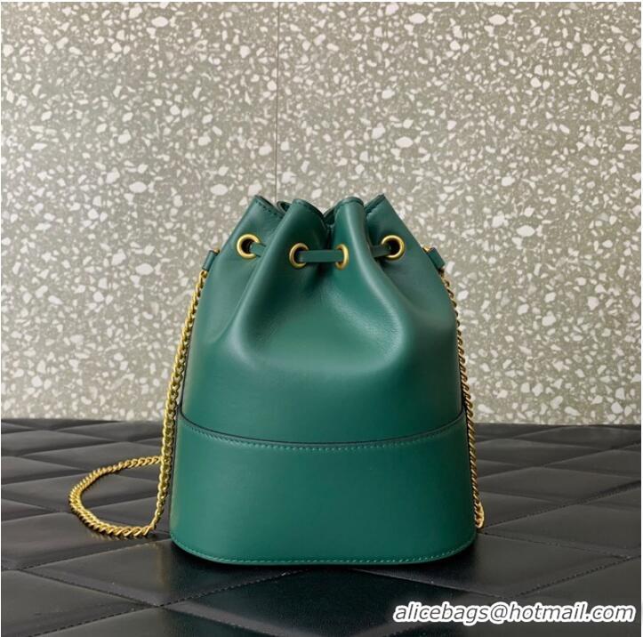 Well Crafted VALENTINO VLOGO SIGNATURE Lambskin Mini Bucket Bag FI16 blackish green