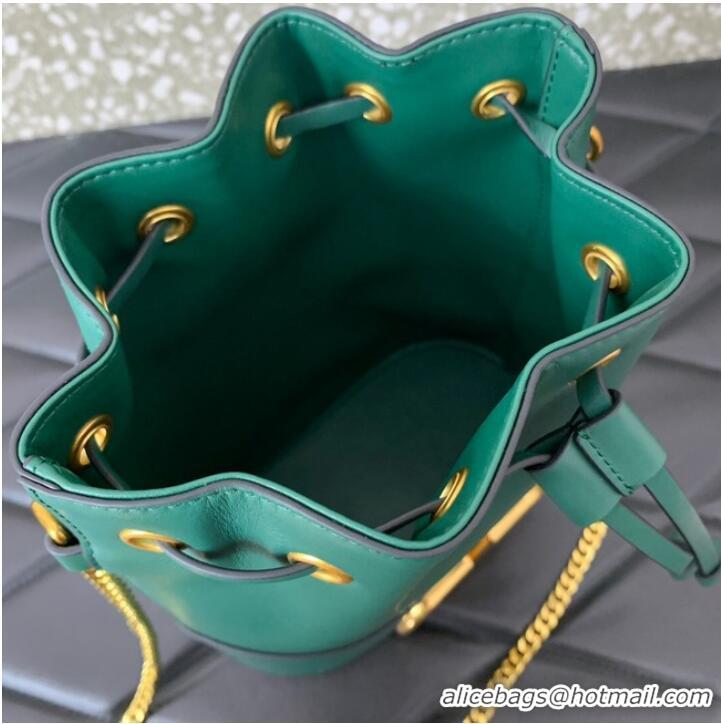 Well Crafted VALENTINO VLOGO SIGNATURE Lambskin Mini Bucket Bag FI16 blackish green