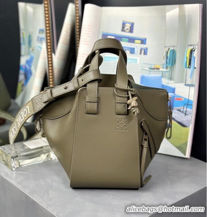 Famous Brand Loewe Hammock Small Bag Original Leather 55669 Khaki