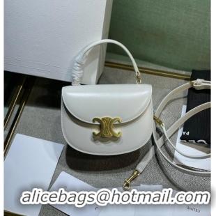 Famous Brand Celine TEEN BESACE TRIOMPHE IN SHINY CALFSKIN 110412 white