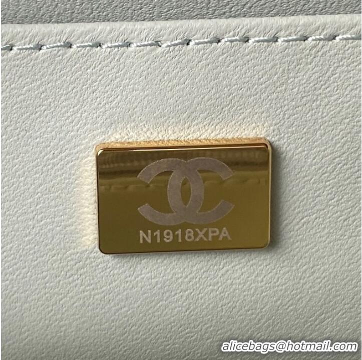 Promotional CHANEL SMALL VANITY CASE Lambskin & Gold-Tone Metal AS3973 light blue