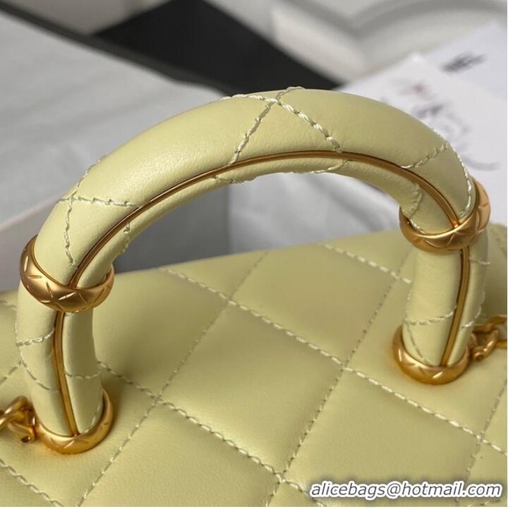 CHANEL SMALL VANITY CASE Lambskin & Gold-Tone Metal AS3973 yellow