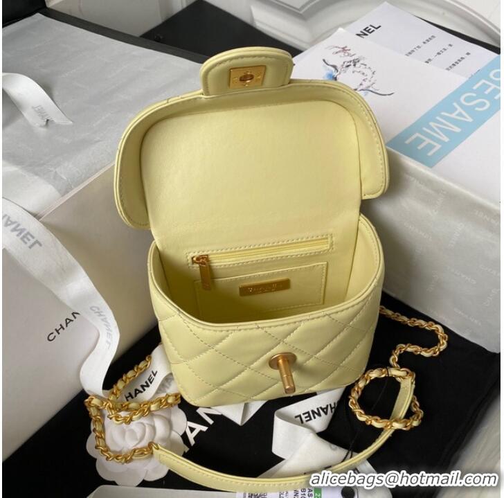 CHANEL SMALL VANITY CASE Lambskin & Gold-Tone Metal AS3973 yellow