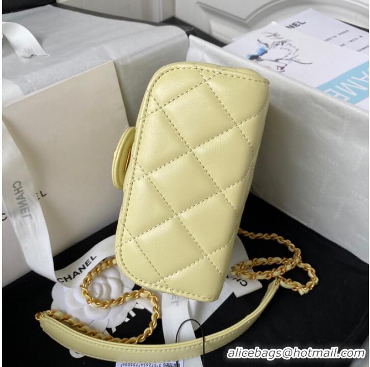 CHANEL SMALL VANITY CASE Lambskin & Gold-Tone Metal AS3973 yellow