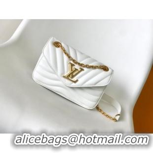 Famous Brand Louis Vuitton Monogram Empreinte New Wave Chain Bag PM M20838 WHITE