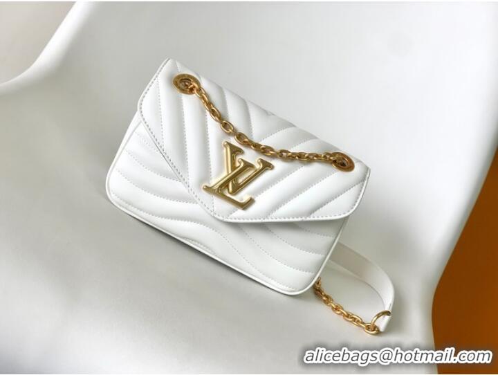 Famous Brand Louis Vuitton Monogram Empreinte New Wave Chain Bag PM M20838 WHITE