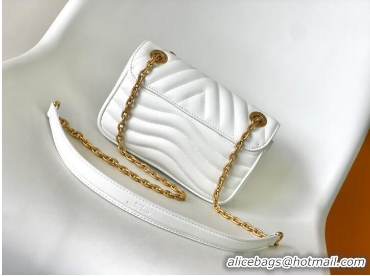 Famous Brand Louis Vuitton Monogram Empreinte New Wave Chain Bag PM M20838 WHITE