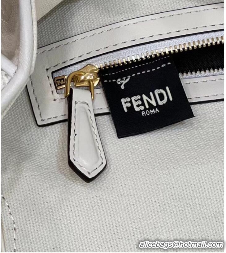 New Design Fendi Baguette canvas bag with FF embroidery 8BR600 white