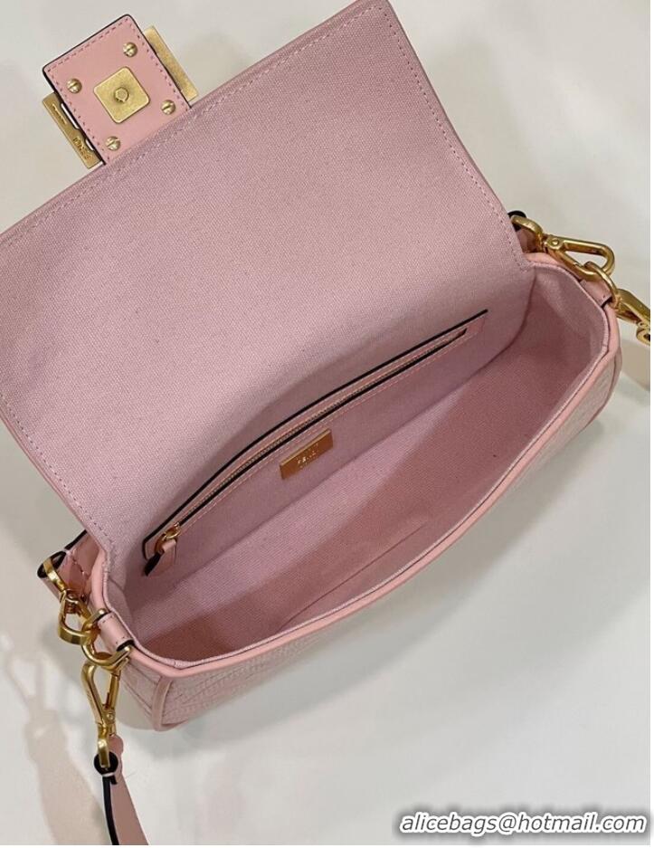 Reasonable Price Fendi Baguette canvas bag with FF embroidery 8BR600 pink