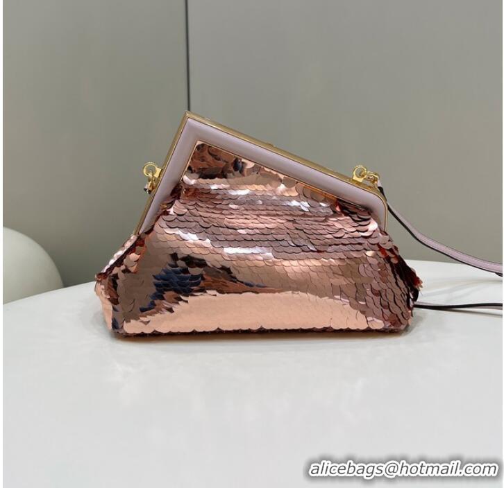 Famous Brand Fendi First Small sequinned bag 8BP129 pink