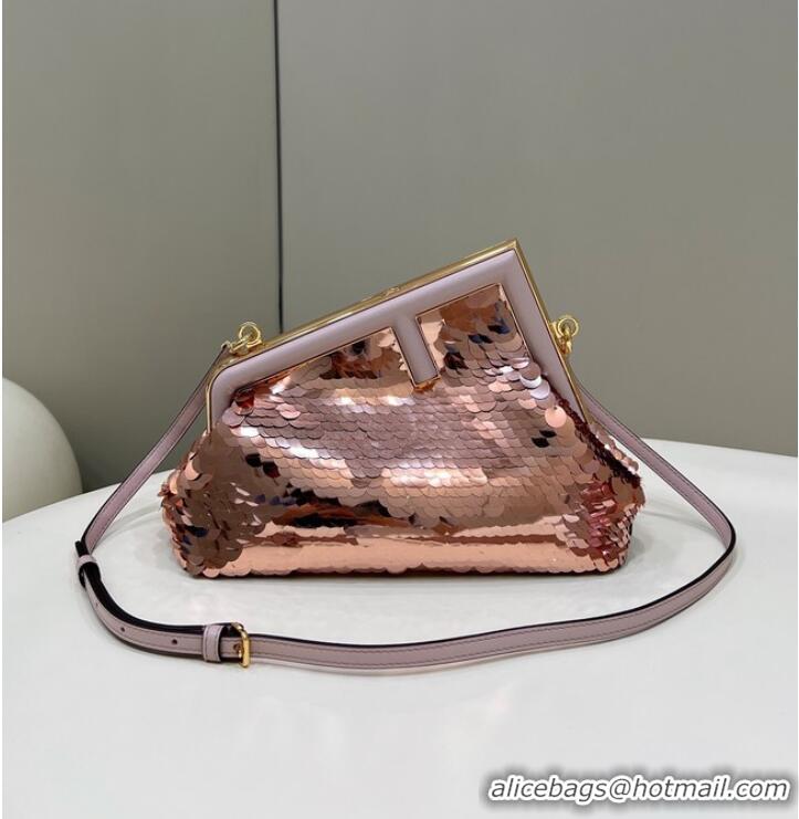 Famous Brand Fendi First Small sequinned bag 8BP129 pink