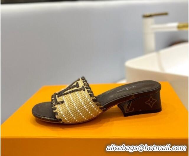 Most Popular Louis Vuitton Starboard Heel Slide Sandal 4cm in LV Raffia and Monogram Canvas 427111