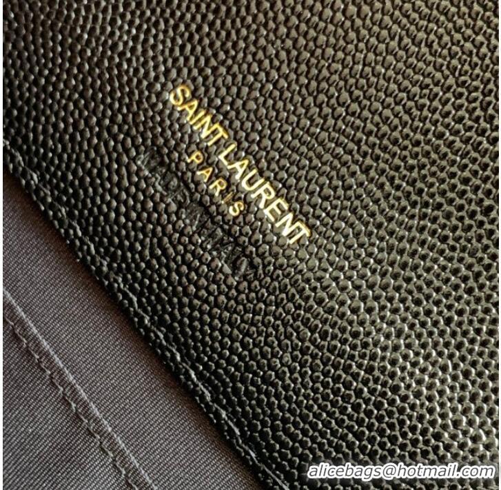 Promotional Yves Saint Laurent MONOGRAM CLUTCH IN QUILTED GRAIN DE POUDRE EMBOSSED LEATHER A617662 black