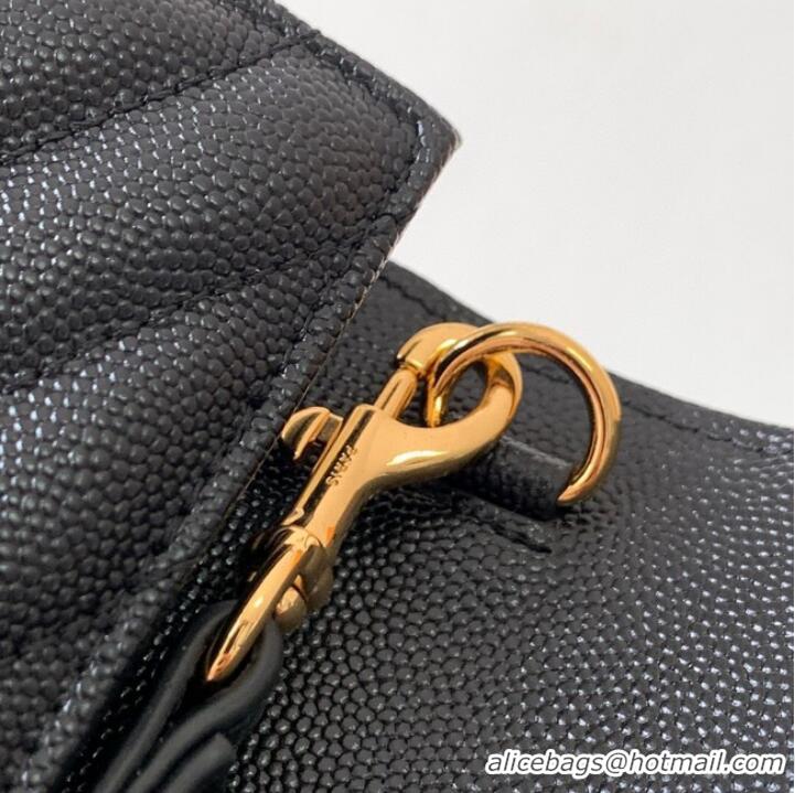 Promotional Yves Saint Laurent MONOGRAM CLUTCH IN QUILTED GRAIN DE POUDRE EMBOSSED LEATHER A617662 black