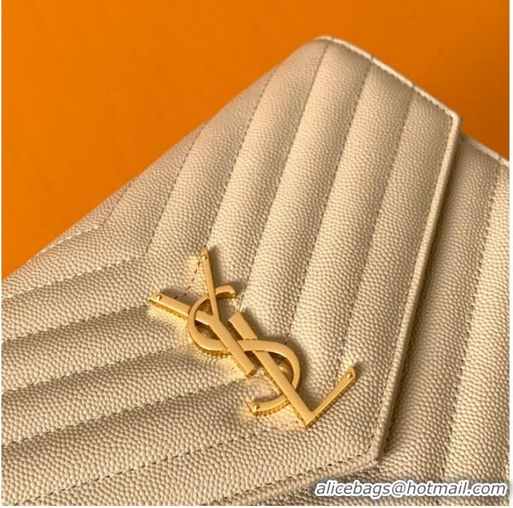 Promotional Yves Saint Laurent MONOGRAM CLUTCH IN QUILTED GRAIN DE POUDRE EMBOSSED LEATHER A617662 apricot