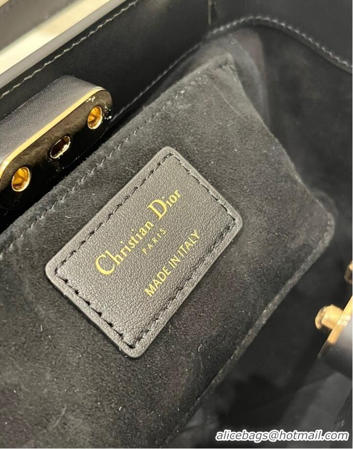 Top Quality SMALL DIOR KEY BAG Black Box Calfskin M1844O