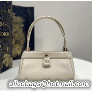 Famous Brand SMALL DIOR KEY BAG Dusty Ivory Box Calfskin M1844O