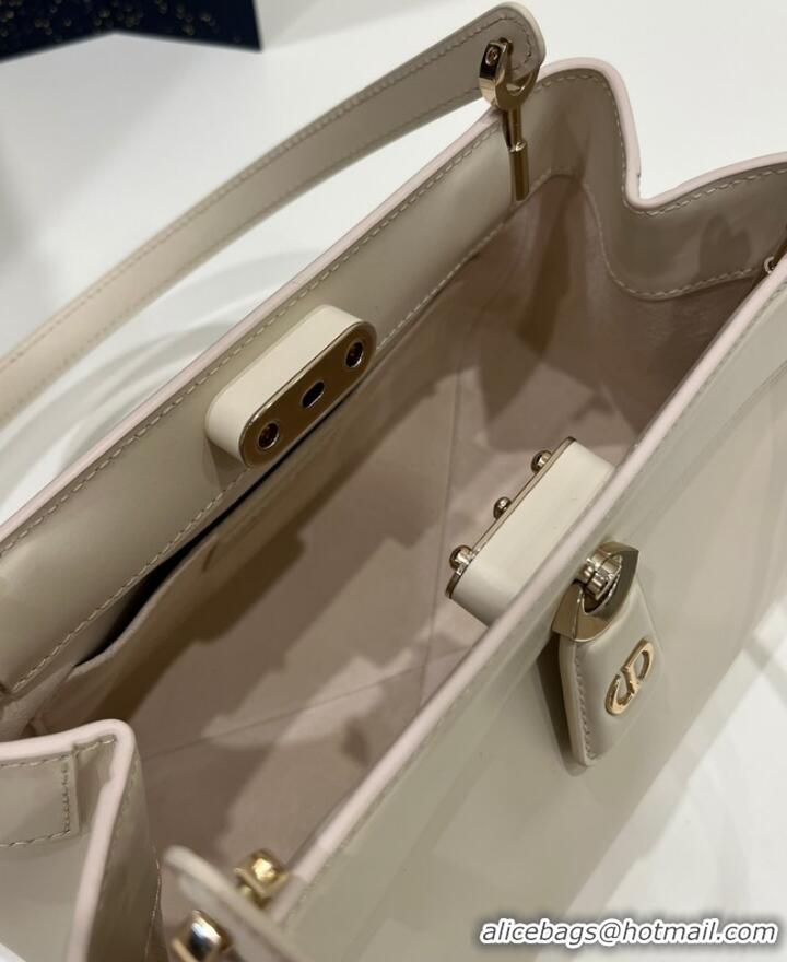 Famous Brand SMALL DIOR KEY BAG Dusty Ivory Box Calfskin M1844O