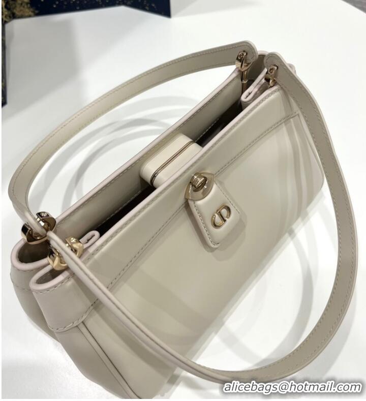 Famous Brand SMALL DIOR KEY BAG Dusty Ivory Box Calfskin M1844O