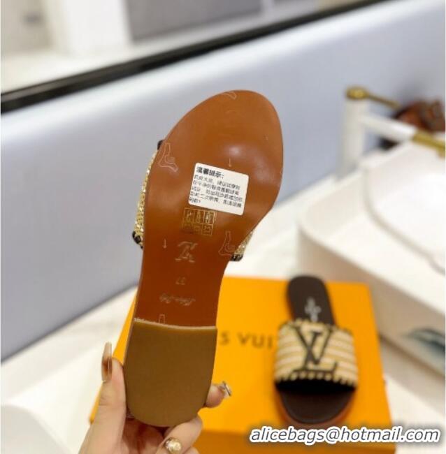 Best Product Louis Vuitton Starboard Flat Slide Sandal in LV Raffia and Leather Coffee 427118