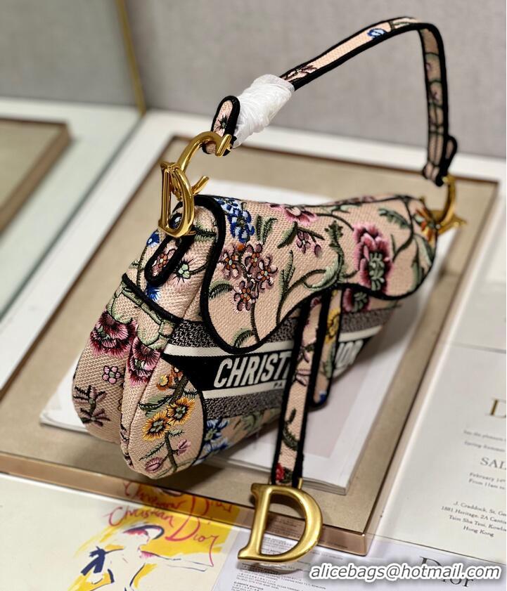 Promotional DIOR SADDLE BAG Natural Multicolor Dior Petites Fleurs Embroidery M0446CE