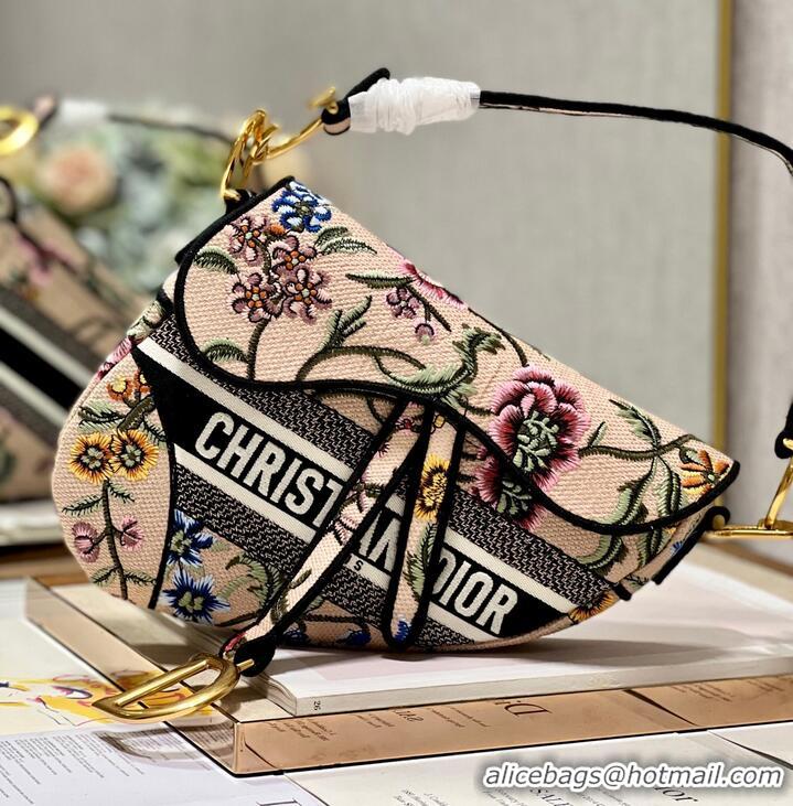 Promotional DIOR SADDLE BAG Natural Multicolor Dior Petites Fleurs Embroidery M0446CE