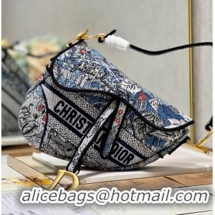 Most Popular DIOR SADDLE BAG Multicolor Embroidery M0446CE blue