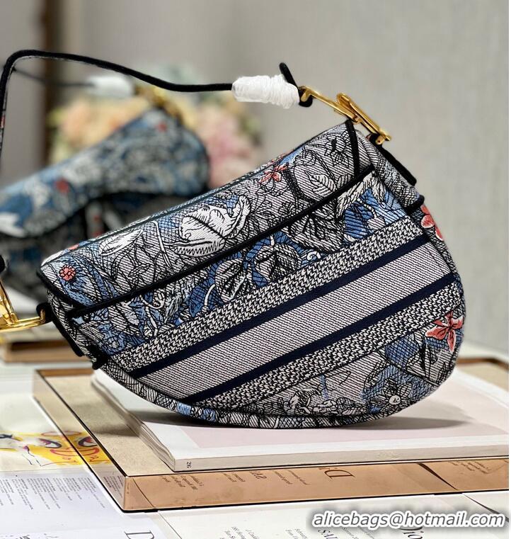 Most Popular DIOR SADDLE BAG Multicolor Embroidery M0446CE blue