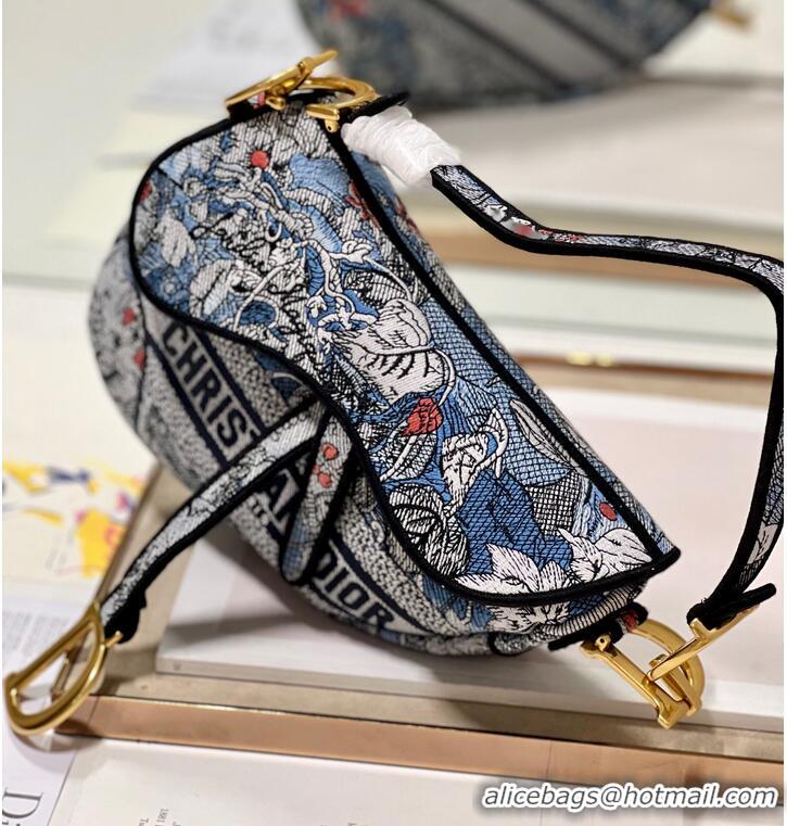 Most Popular DIOR SADDLE BAG Multicolor Embroidery M0446CE blue