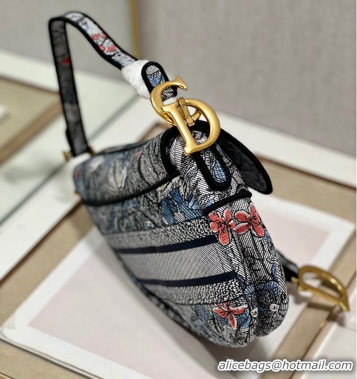 Most Popular DIOR SADDLE BAG Multicolor Embroidery M0446CE blue