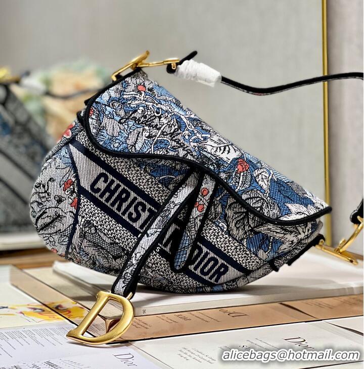 Most Popular DIOR SADDLE BAG Multicolor Embroidery M0446CE blue