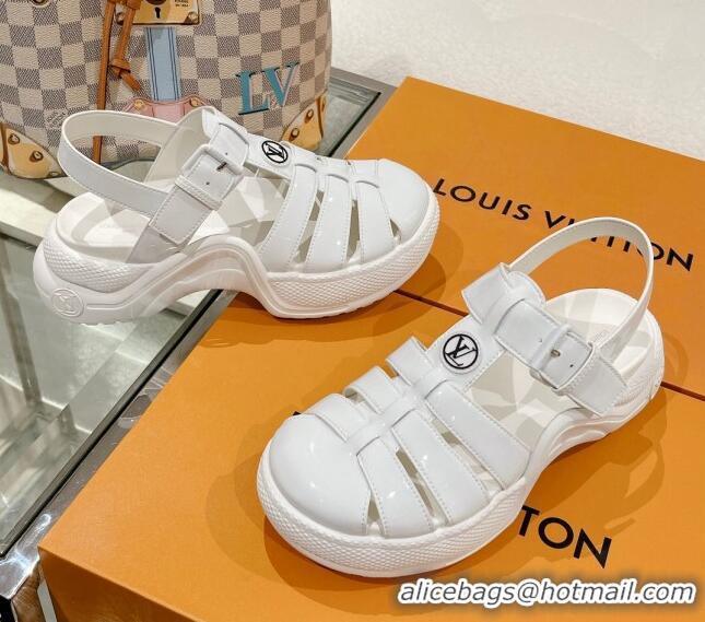 Good Looking Louis Vuitton LV Archlight Sandals in White Patent Leather 427122