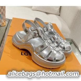 Top Design Louis Vuitton LV Archlight Sandals in Silver Patent Leather 427123